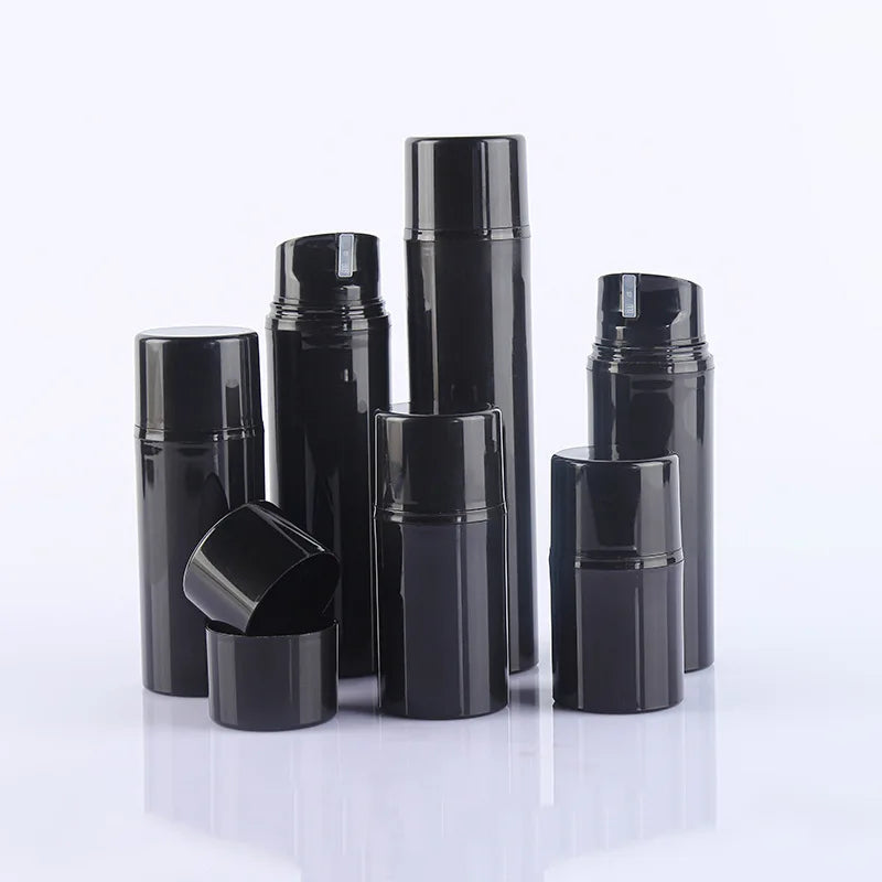 Empty Round Black Pp  Plastic 30 50 80 100 120 150 Ml Airless Pump Cream Lotion Serum Packaging Airless Bottle for Thick Cream