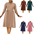 D3295 Latest Design Autumn Elegant Casual Women Dresses Fashion Three Quarter Sleeve Pleated Africa Church Dresses for Women