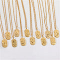 Joolim 18K Gold Plated Zirconia 12 Zodiac Stainless Steel Pendant Necklaces Tarnish Free Waterproof Jewelry MegaBDM