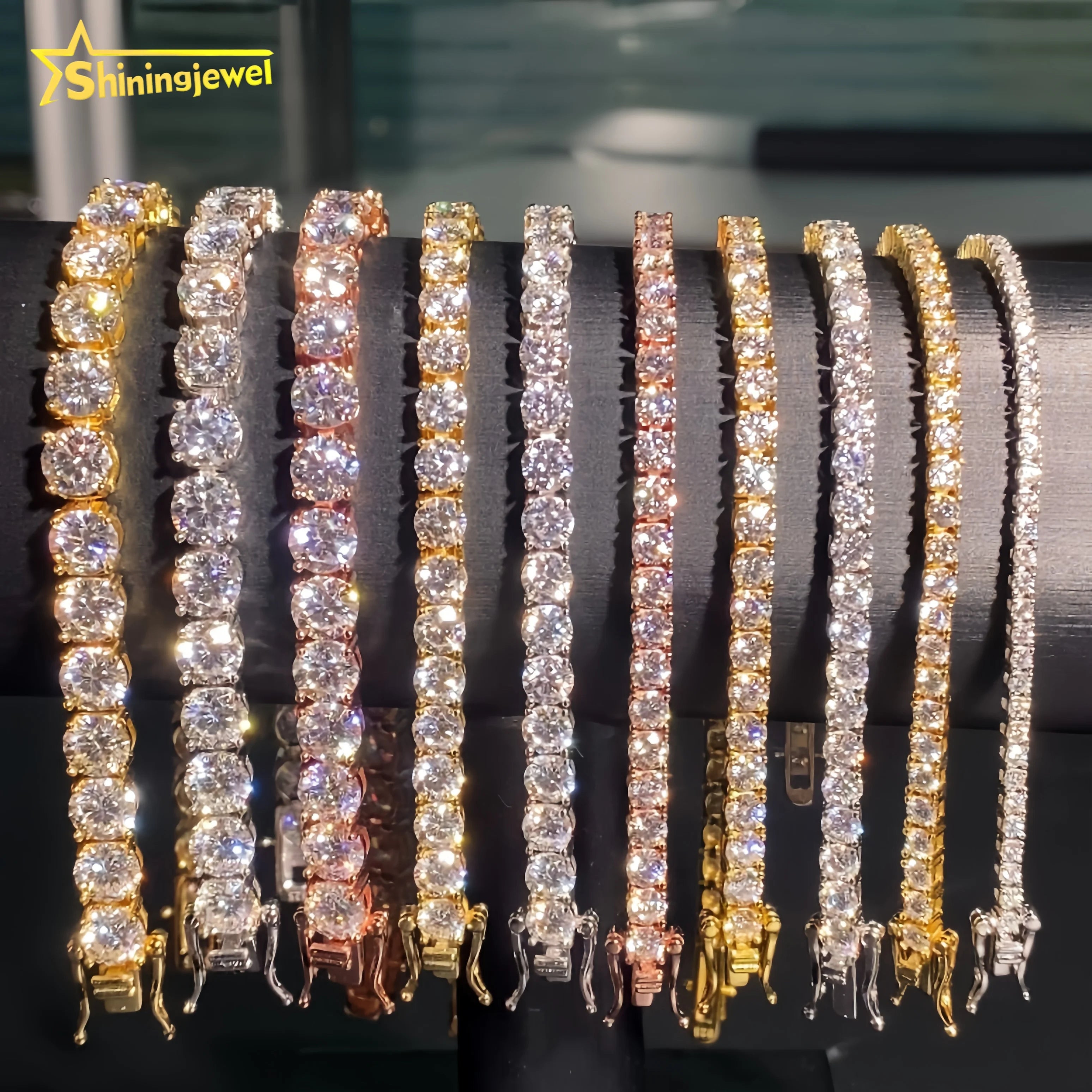 2.0mm-6.5mm Wholesale Stock 925 Sterling Silver Tennis Necklace VVS Moissanite Hip Hop Jewelry Iced Out Diamond Tennis Chain