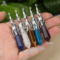 Healing Crystal Hexagon Point Pendulum Pendant Crafts Reiki Chakra Jewelry Supplies Bulk