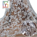 Gorgeous White Shining Bridal Tulle Lace With Silver Beads and Sequins French Tulle Fabric Wedding Dress
