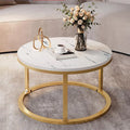 Wood Material Top Marble Texture Wrought Iron Simple Office Home Living Room Furniture Luxury Coffee Table.