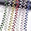 Colored Horse Eye Glass Crystal Trim Silver Leaf Rhinestone Chain Applique Diy Clothing Jewelry Necklace Making Accessories