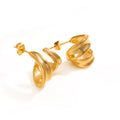 Fashion 18K Gold Plated Layer Unique Design Hoop Earrings Women Dainty 316L Stainless Steel Stud Earring Jewelry Waterproof