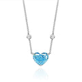 New Arriving romantic 10*12mm Ice cut aquamarine blue love heart pendant high carbon diamond zirconia 925 silver necklace