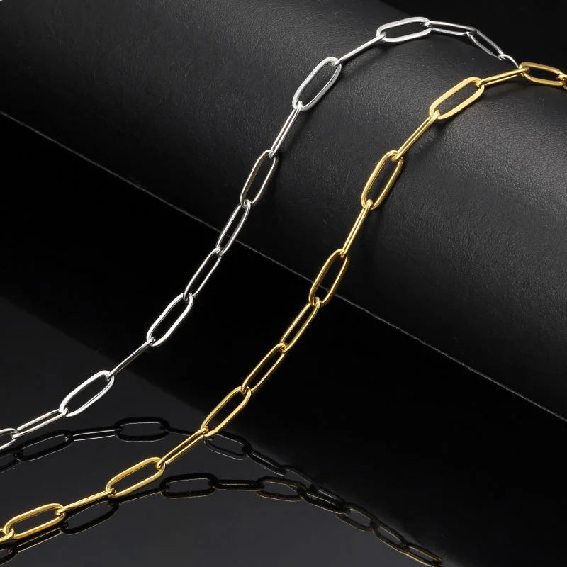 Factory Wholesale Stainless Steel Multi Size Paperclip Chain Basic Chain Necklace Accessories for Women Men