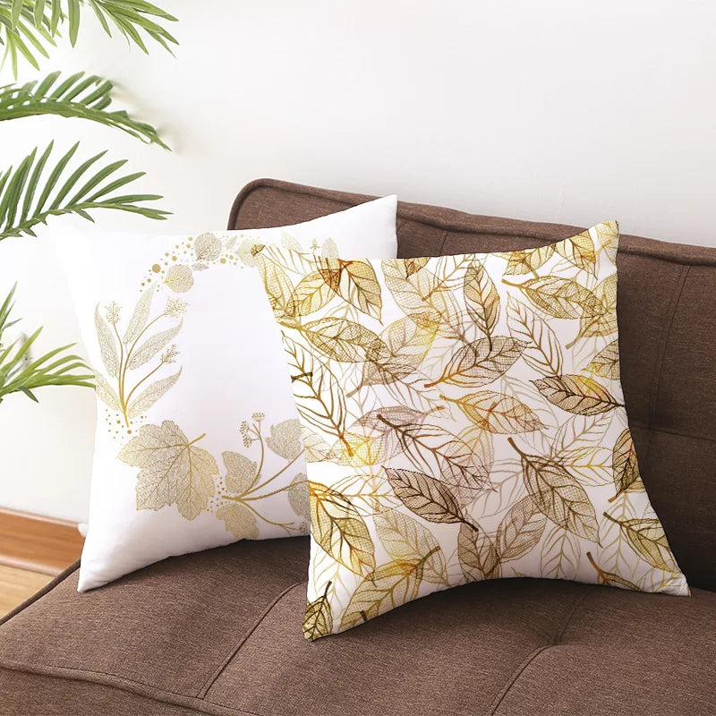 Amity Factory Wholesale 45*45cm Square Leaf Printed Polyester Cushion Cover Throw Pillow Cover Hotel Home Sofa 18x18"
