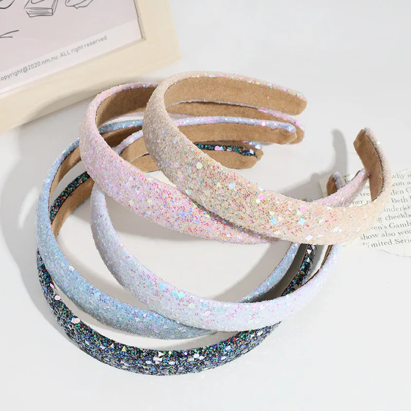 Fashion Glitter Thin Headband Wholesale Sequin Fancy Bling Hair Hoop for Women Girls Hair Accessories Custom Logo Newest Design