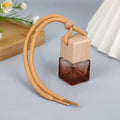 8ml 10ml Square Shape Empty Glass Perfume Bottle-Black Wooden Screw Cap Eco-friendly for Vehicle Air Freshener & Skin Care Cream