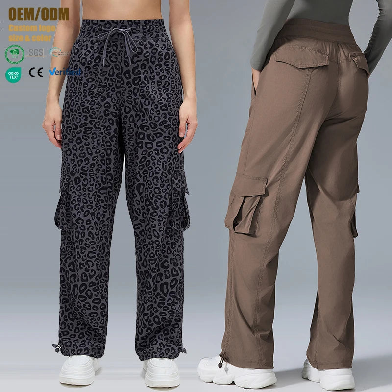 Dance Studio Joggers Lightweight Drawstring Waist Cargo Sweatpants Running Side Scrunch Pocket  Fitness Pants
