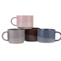 New Products Color Glaze Printing European Style Round Stackable Ceramic Tea Coffee Stack Cup with Metal Rack