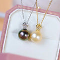 P1633 11-12mm DIY Natural  Freshwater Pearl Charm Pendant Necklace Accessory 925 Sterling Silver Jewelry for Women Without Chain