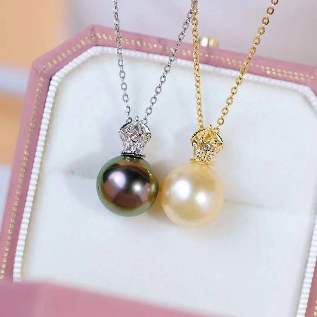 P1633 11-12mm DIY Natural  Freshwater Pearl Charm Pendant Necklace Accessory 925 Sterling Silver Jewelry for Women Without Chain