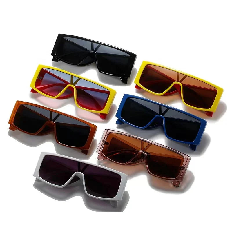 New Colorful Lentes De Sol Side Lens Big Square Side Shield Flat Top Frame Rectangle Bulk Driving Cycling Sunglasses