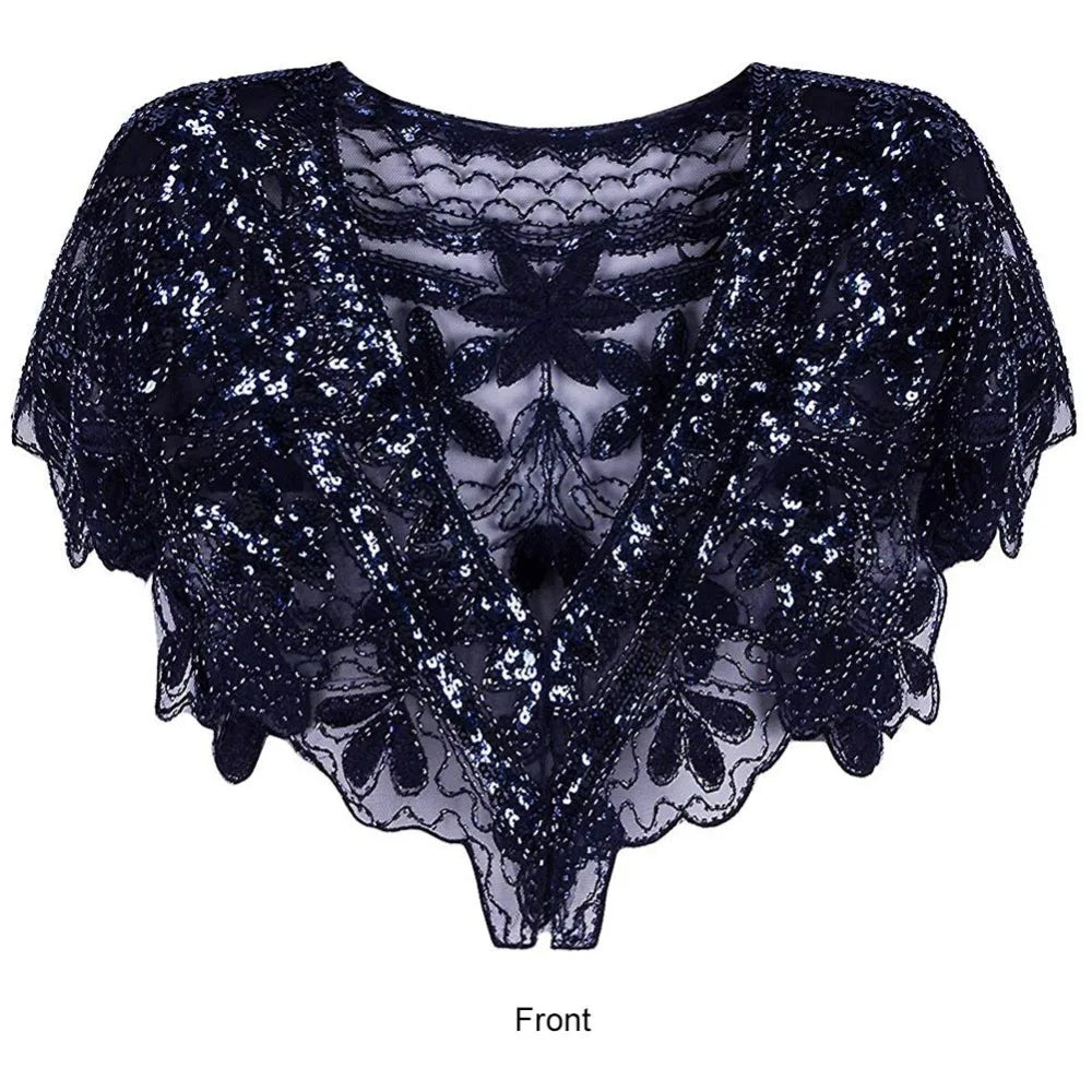 Women's 1920s Shawl Beaded Evening Wraps Flapper Bolero