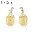CZCITY 925 Silver Geometric Jewelry Earring 2023 Designer 14K Gold Plated Wholesale Drop CZ Earring