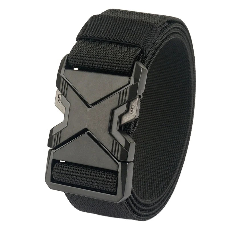 20231.5" Wide Men's Elastic Webbing Belt Quick Release Heavy Duty Metal Buckle Nylon Stretch Work Utility Outdoor Belts