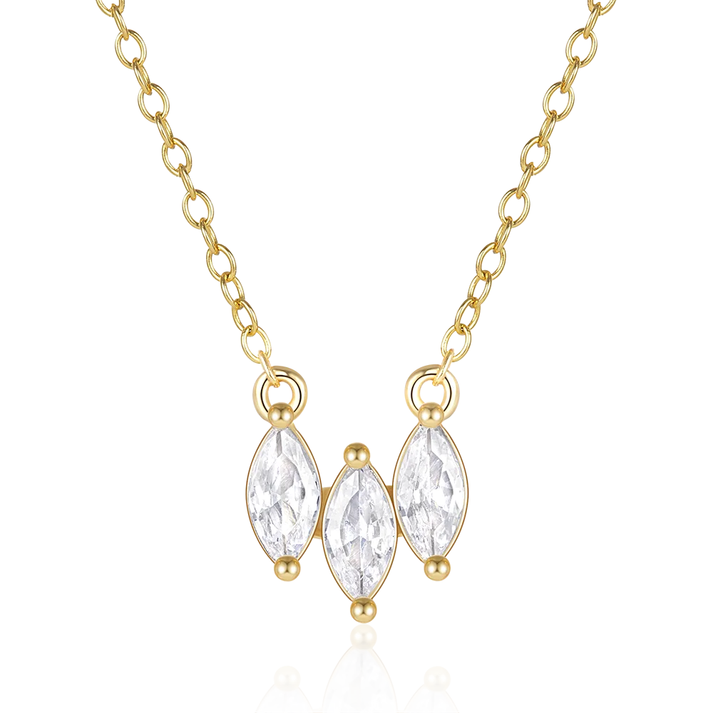 fashion minimalist jewelry 925 sterling silver marquise eye shape diamond zircon pendant gold plated necklaces for women