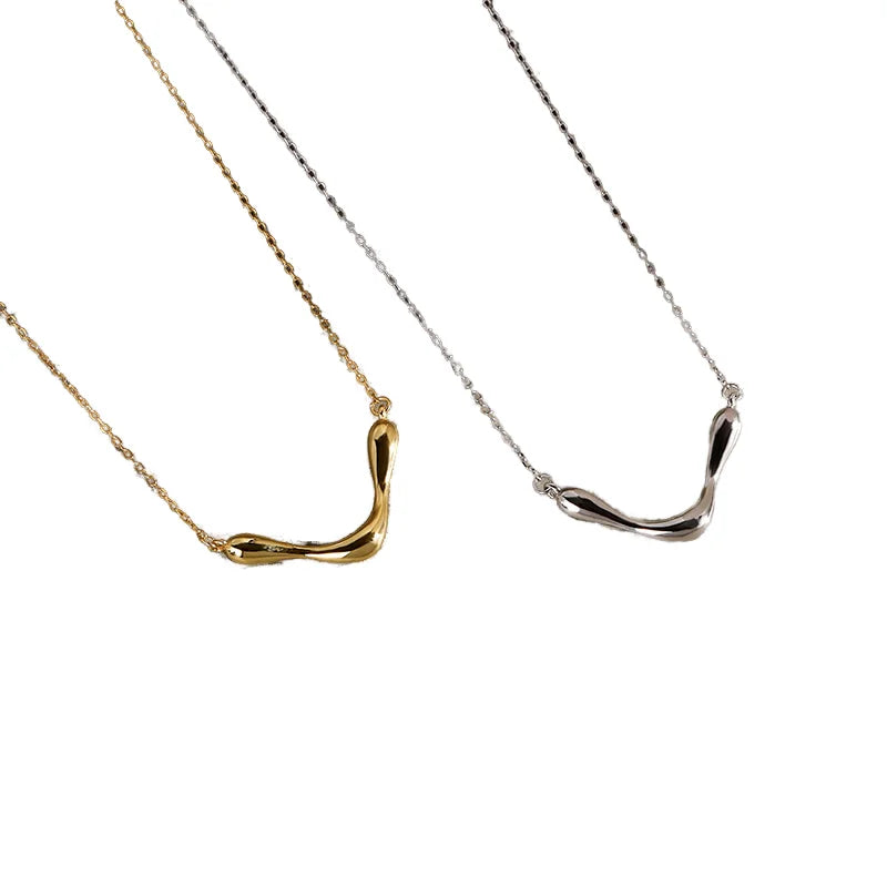 HOVANCI 925 Sterling Silver Necklace V-Shaped Luxury Charm for Women Simple Gold Plated Be Brave Trendy for Weddings Parties