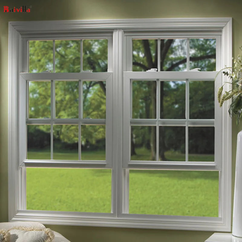 Modern Style Double Hung Aluminum Sliding Windows Vertical Windproof Function with Stainless Steel Screen Netting for Hotels
