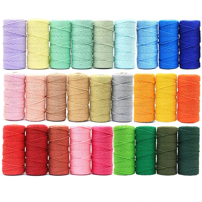Wholesale 2mm 3mm 4mm Color Twisted Macrame Cord 100% Cotton Rope for DIY Crafts