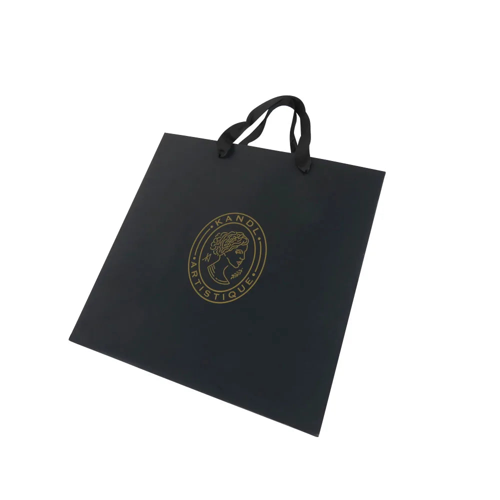 Luxury Orange Luxury Rigid Presentation Paper Bag with Handle Custom Logo Glossy Lamination and Embossing for Gift Shopping