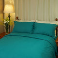 4pcs Teal Color RTS 100% Eco-friendly French Flax Linen Luxury and Breathable Bedding Set King Size Duvet Cover Flat Sheet Set