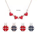 Fatingna Popular Four Leaf Clover Heart Shaped Two Ways Wearing Charm Necklace Ice Out Cubic Zircon Magnetic Pendant Necklace