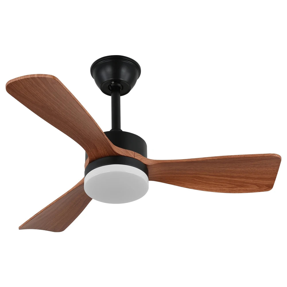 Modern LED Ceiling Fan with Remote Control 3 Wooden Blades for Home Decoration Living Room Chandelier Fan