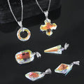RINNTIN SWN Zircon Crystal Pendant 925 Sterling Silver Necklace for Women Irregular Gemstone Natural Rainbow Crystal Necklace