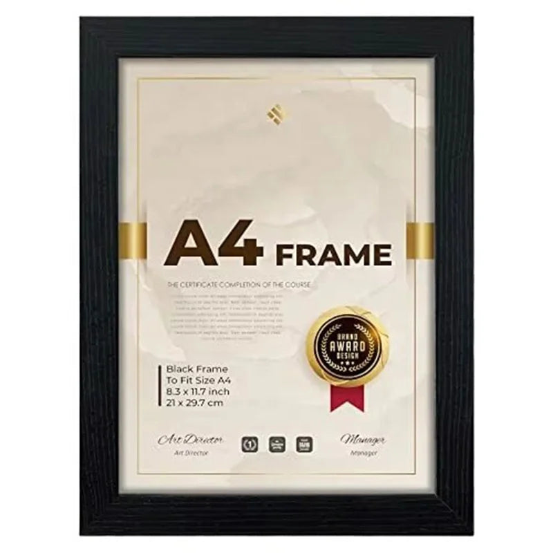 Wholesale A4 Black Wooden Picture Frame Wall Mount Table Stand Wood Material Certificate Photo Frame