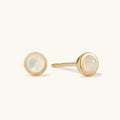 LOZRUNVE Hot Selling 14k Gold Simple Design Solitaire Bezel Opal Stud Earring