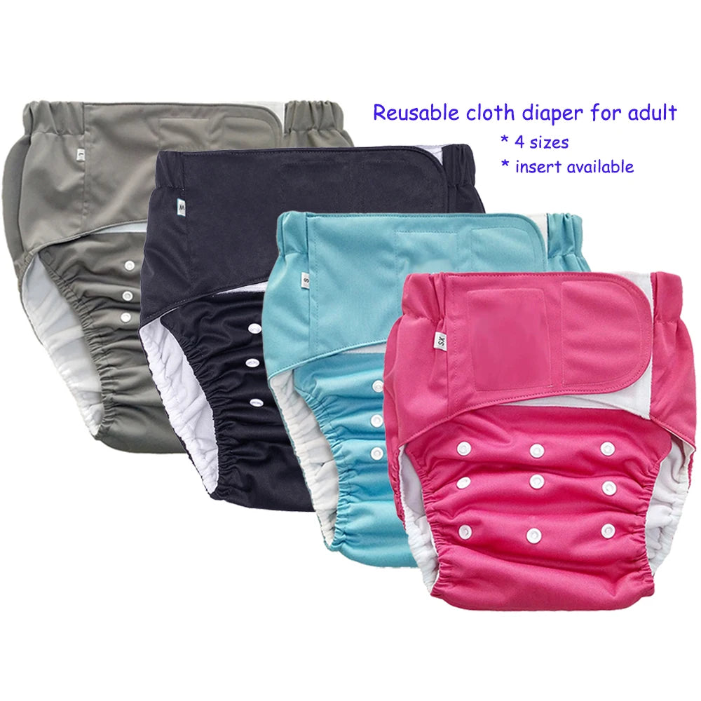 Medium Washable Cotton Adult Cloth Diapers Reusable Modern Plain Woven Adjustable Leak Guard Dry Surface Absorption Incontinence