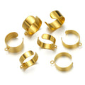Polished Gold Plated Diy Jewelry Component Men Simple Style Stainless Steel with Hole Adjustable Open Ring