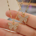 2021 New Brass Butterfly Crystal Necklace Women Fashion Jewelry Simple Elegant Choker Collares Pendants Necklace