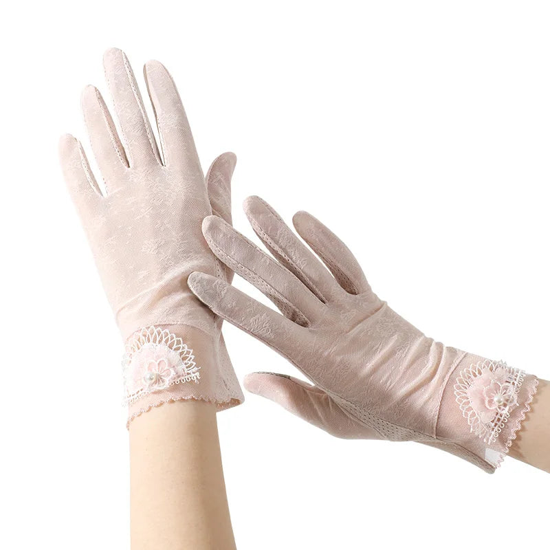 Cheap Bike Riding Outdoor Sun Protect Ladies Driving Summer Lace Gloves