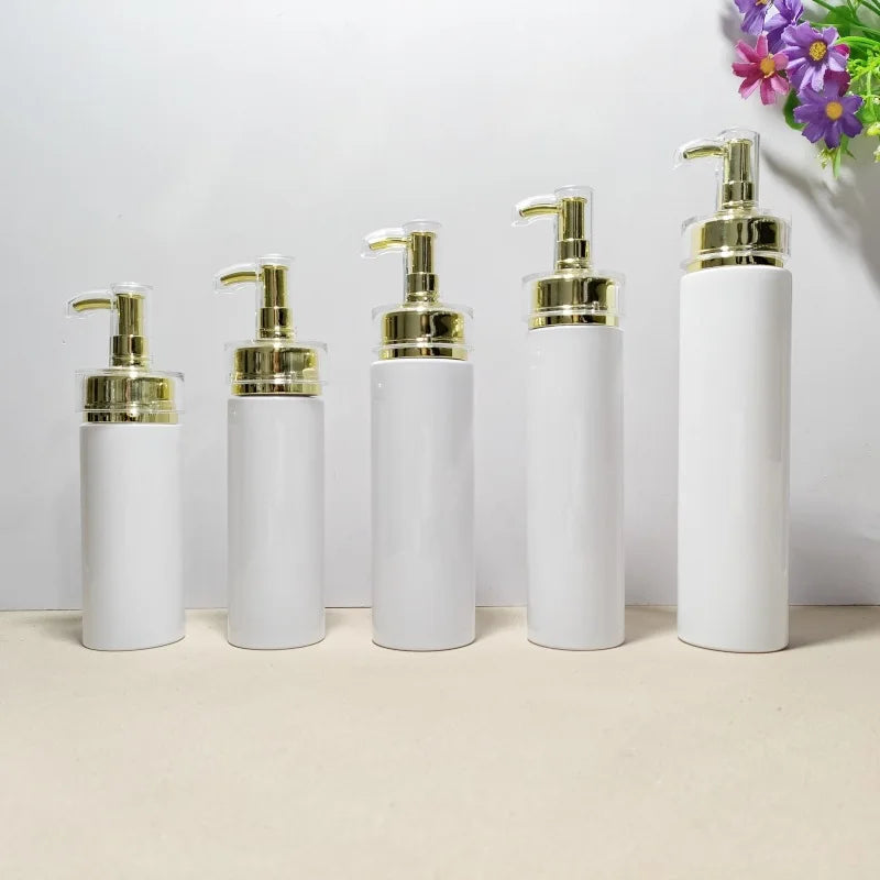 100ml200ml300ml5000ml White Transparent Luxury Shampoo Conditioner Lotion PET Empty Pump Bottle Custom Logo Cosmetic Use Screen