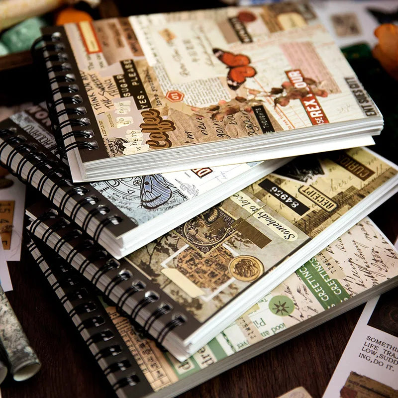50pcs/pack Sticker Book Retro Time Machine Series Retro Collage Handbook DIY Material