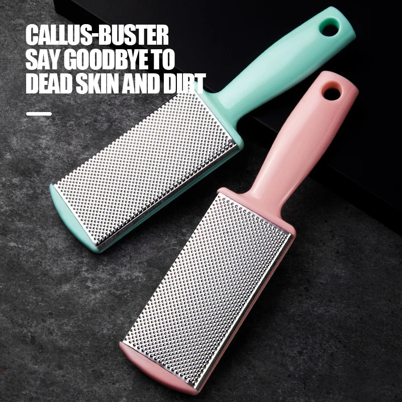 Stainless Steel Double-Sided Foot Rasp with Long Handle for Removing Calluses and Dead Skin