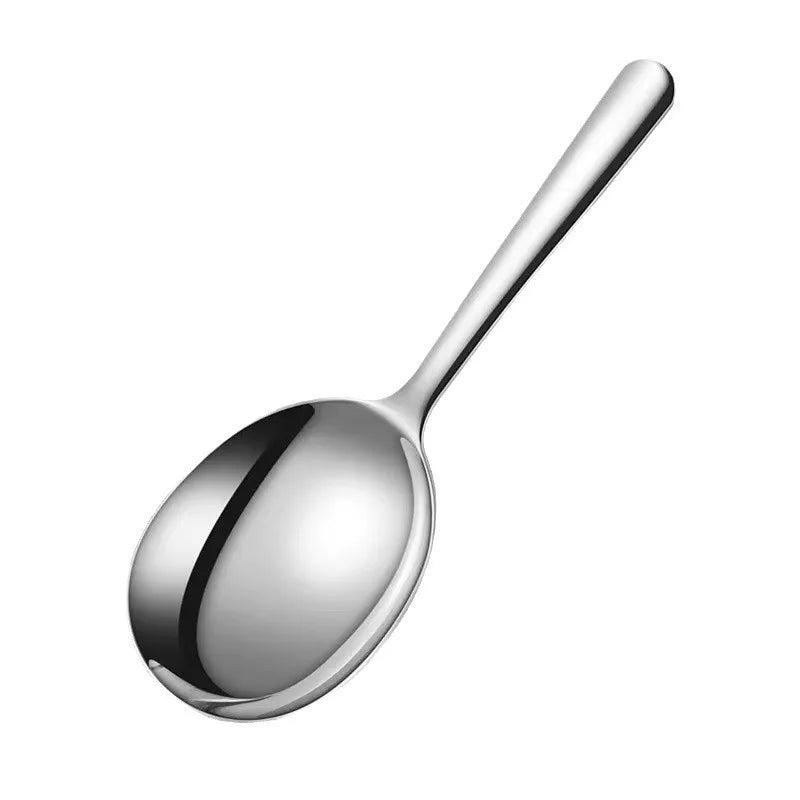 304 Stainless Steel Short-Handled Soup Spoon Colander Strong Metal Restaurant Household Use Serving Spoon for Rice Flour Parties