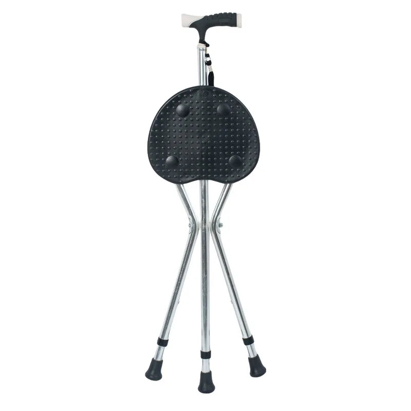 Hot Sale Folding Cane Seat Stool with Handy Stick Chair Trekking Poles for Hiking Iron Tip Walking Sticks