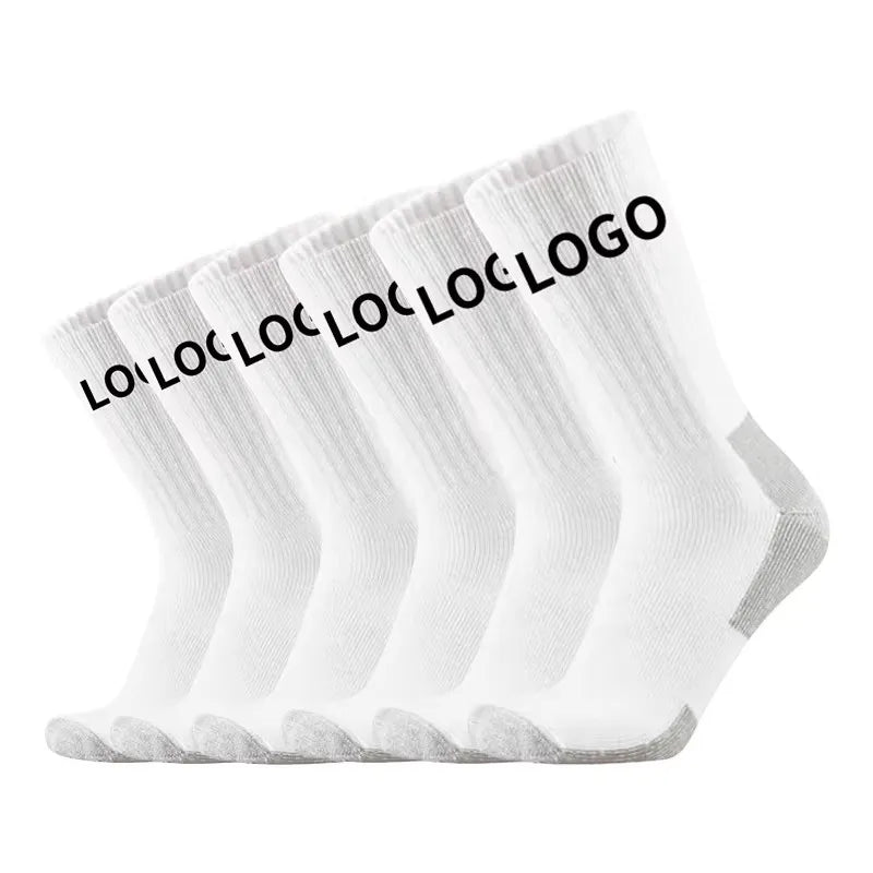 Xianghui Wholesale Custom Logo Outdoor Sport White Socks Men Black Letter Running Custom Basketball Socks