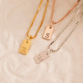 Personalized Name Custom Stainless Steel Necklaces Wholesale Women Gold Plated Rectangle Pendant Letters Initial bar Necklace