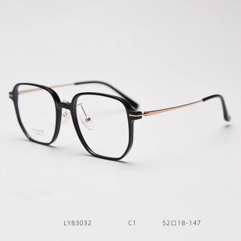 Classic Retro Men's Round Optical Eyeglasses Frame Quince Vintage Black Gold Spectacles Hand Made Titanium Glasses Frame Male