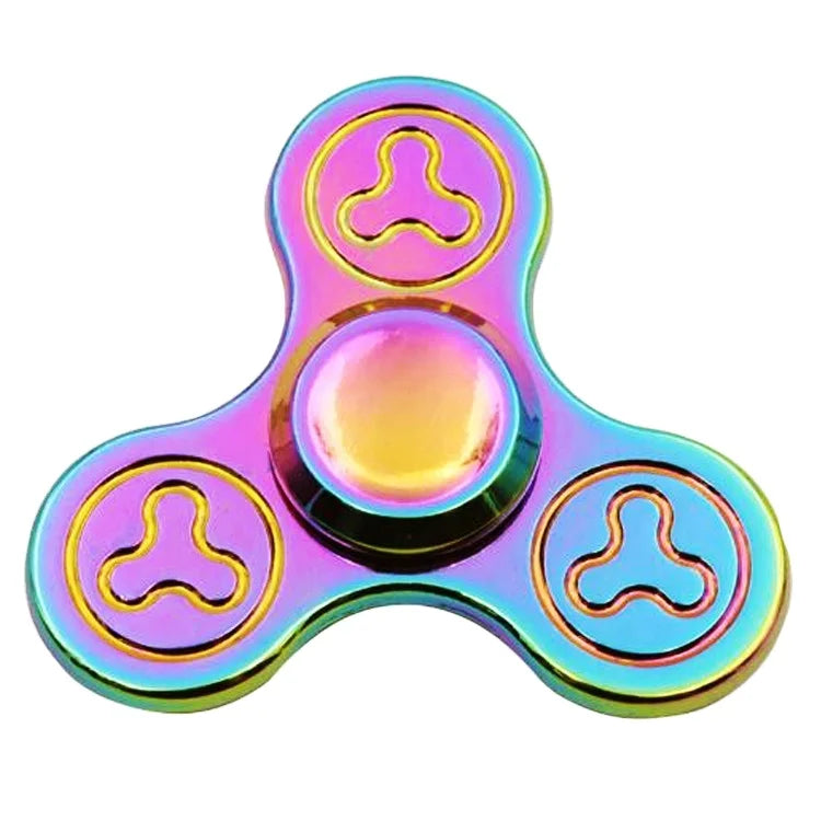 Manufacture Made rainbow Color Metal Handle Parts Designer Trending Items Spinning Top Toys with logo