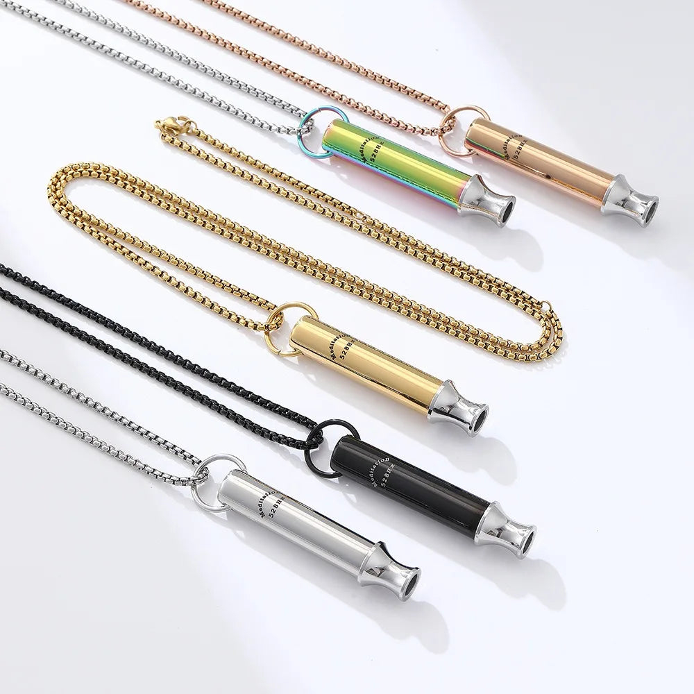 Women's Fashion Jewelry for Girl Gold Stainless Steel  Wholesale Personalized Minimalist Mindful Breathing 528 hz Straw Necklace