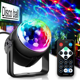 Mini Crystal Magic Ball Party Lights Stage Lights Sound Activated Strobe Laser Lamp Remote Controller IP33 Rated Dimmable Party