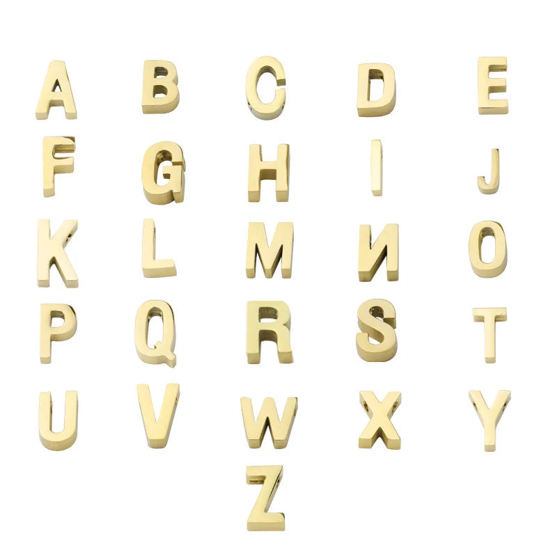 Gold Metal Plain Letters A-z Alphabet English Letters or Pick Your Own Letter Charms Laser Cutting Customization Beads
