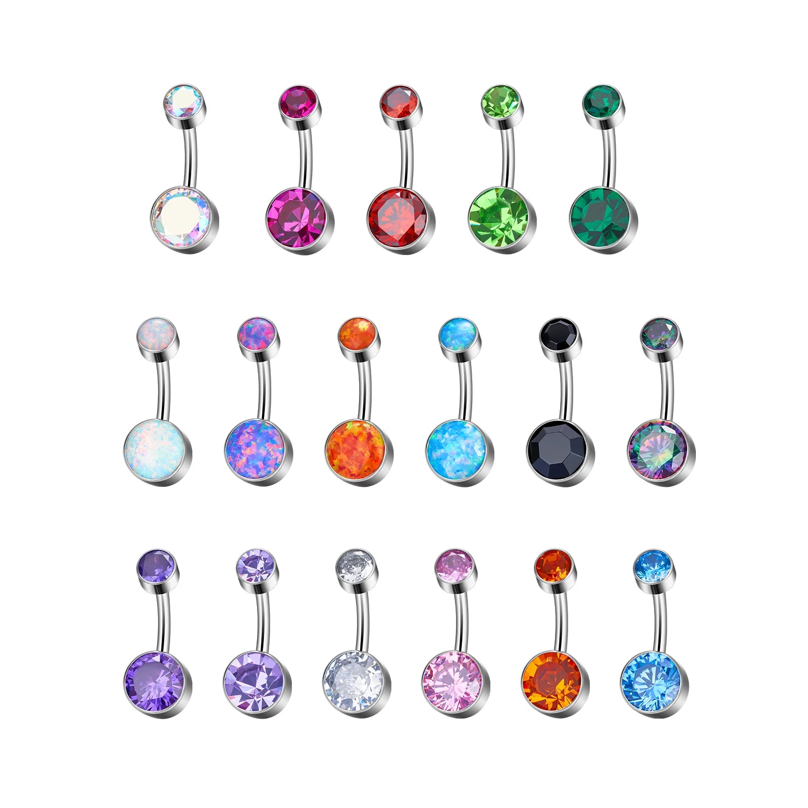 ASTM F136 Titanium 14G Belly Button Rings Style Opal Various Color  Crystal High Polish Internally Thread Navel Piercing Jewelry